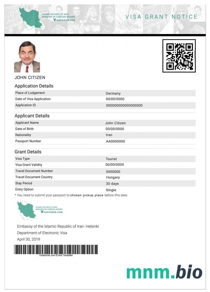 E-visa do Iranu w pełni edytowalna PSD